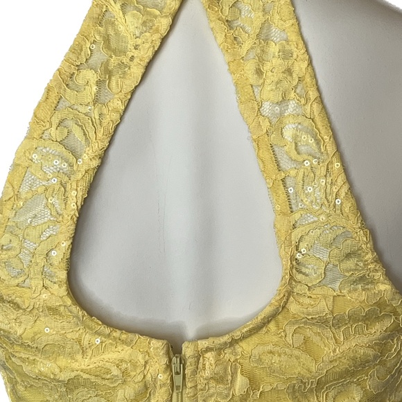 NWT Windsor Yellow Lace Halter Crop Top + Clear Sequins Size Small 5 - Picture 5 of 15